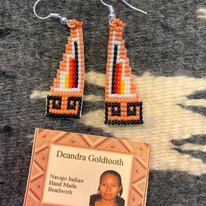 Brand new authentic Native American beaded dangl earrings